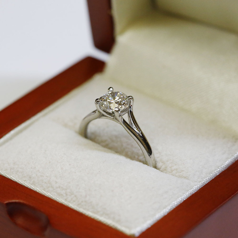 Split Band Round Solitaire Diamond Ring Reve Diamonds