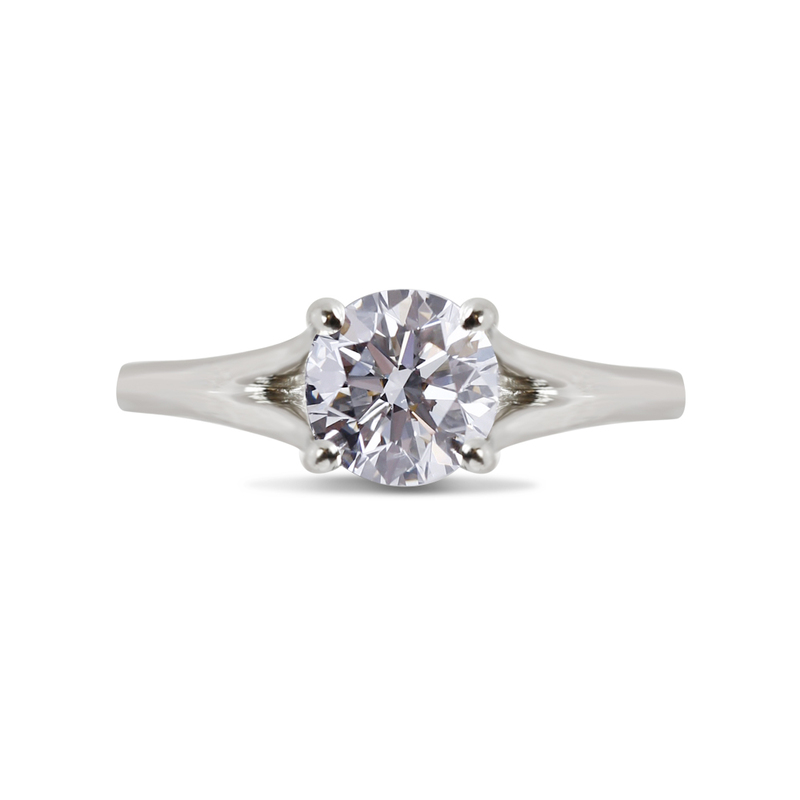 Split Shank Round Solitaire Diamond Engagement Ring Top View