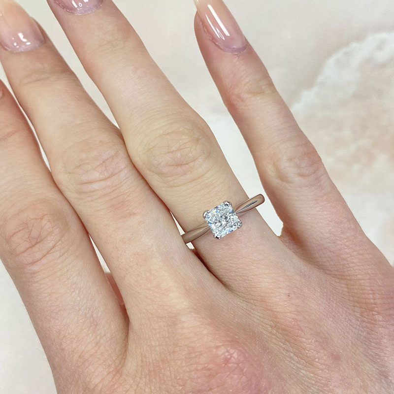 Square Radiant Shape Solitaire Lab Grown Diamond Engagement Ring