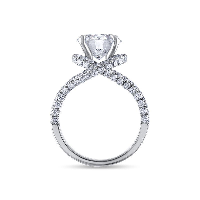 Split Shank Twist Pave Round Diamond Engagement Ring