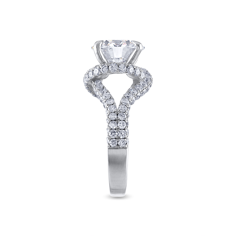 Split Shank Twist Pave Diamond Engagement Ring