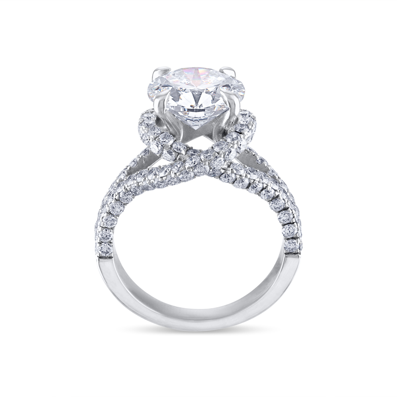 Split Shank Twist Pave Round Diamond Engagement Ring