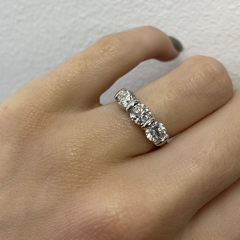 Tension Set Trilogy Engagement Ring