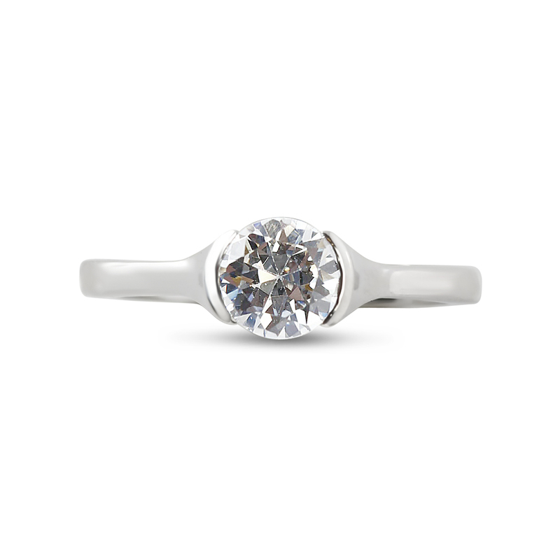 Tension Setting Solitaire Round Diamond Engagement Ring Top View