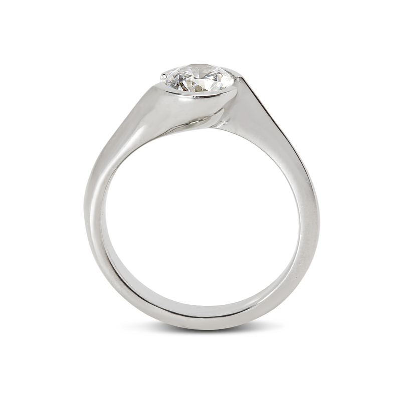 Tension Twist Solitaire Round Lab Grown Diamond Engagement Ring