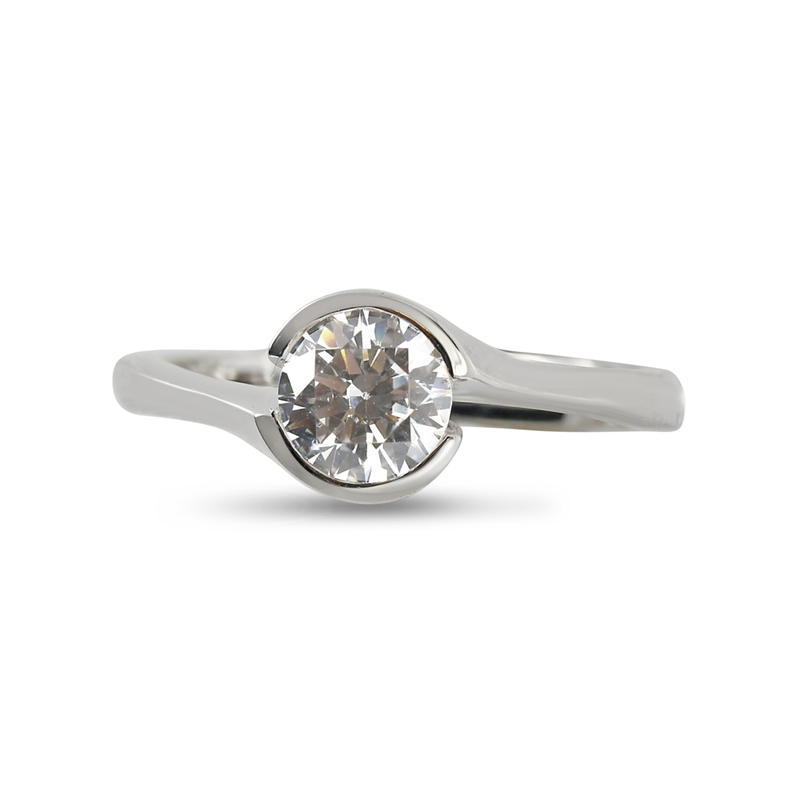 Tension Twist Solitaire Round Lab Grown Diamond Engagement Ring