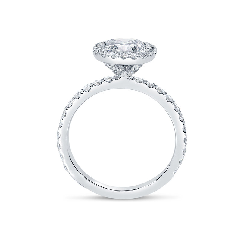 Cushion Cut Hidden Halo Lab Grown Diamond Engagement Ring