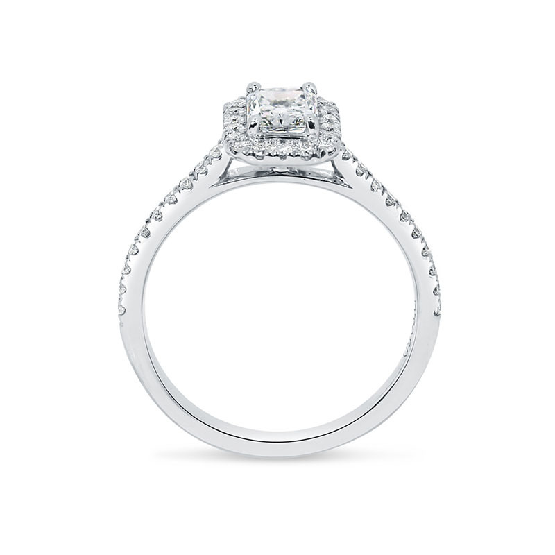 Radiant Cut Micro Set Halo Diamond Engagement Ring
