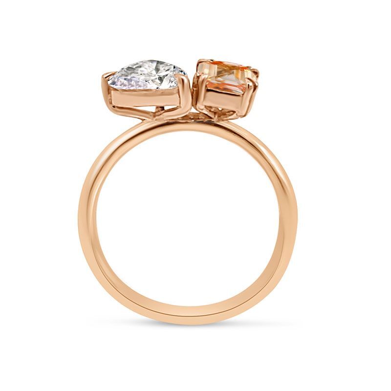 Toi et Moi Peach Sapphire and Diamond Ring Reve Diamond