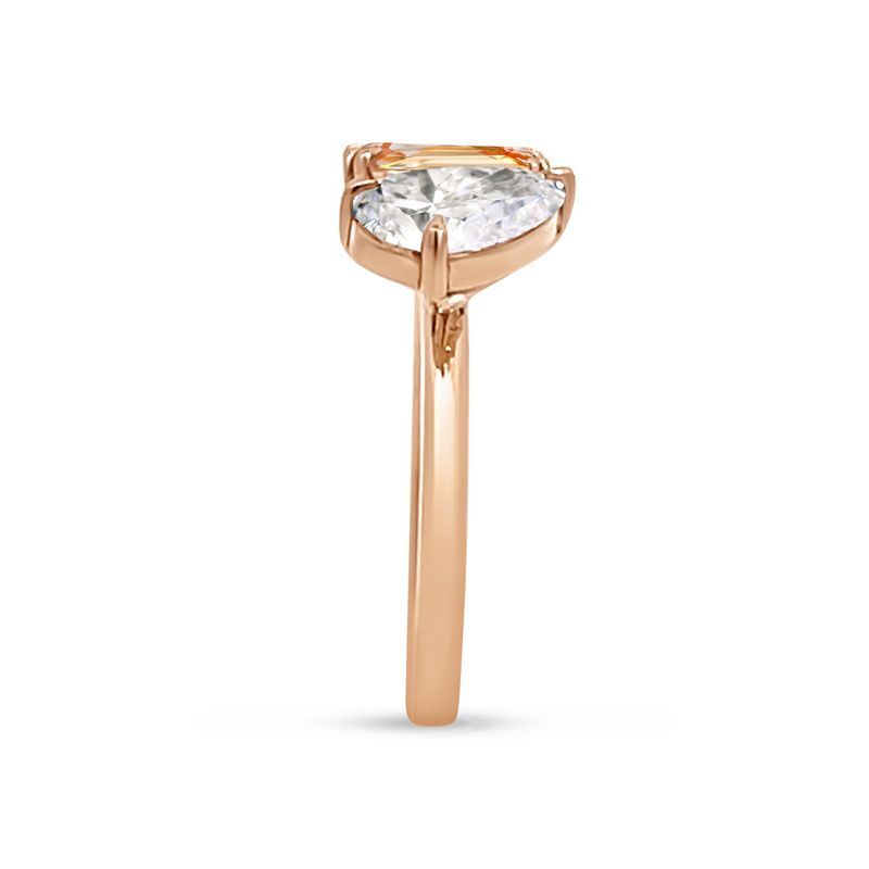 Toi et Moi Peach Sapphire and Lab Grown Diamond Ring