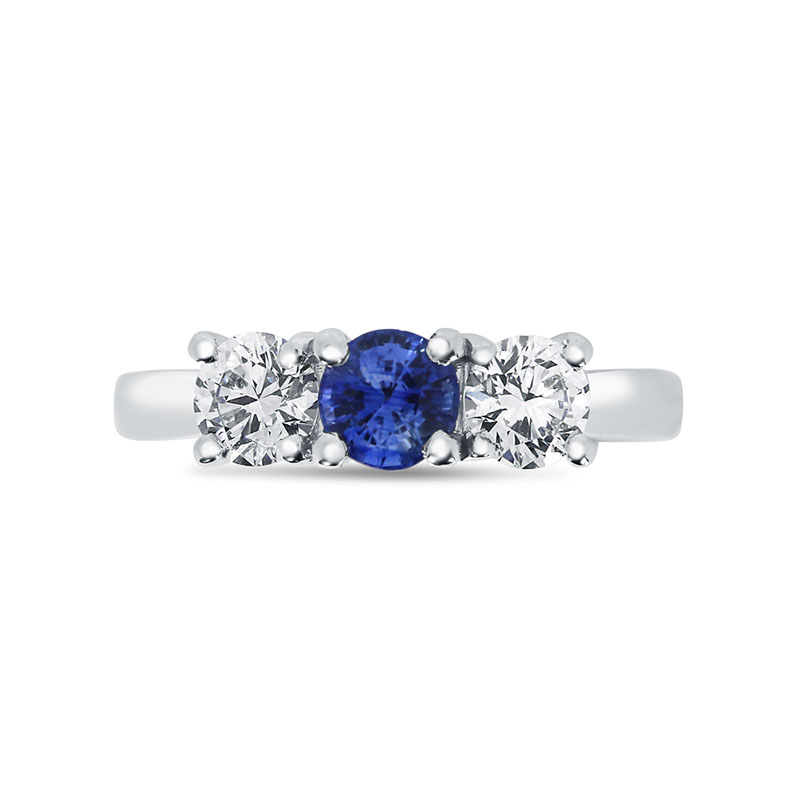 Blue Sapphire And Diamonds Trilogy Engagement Ring
