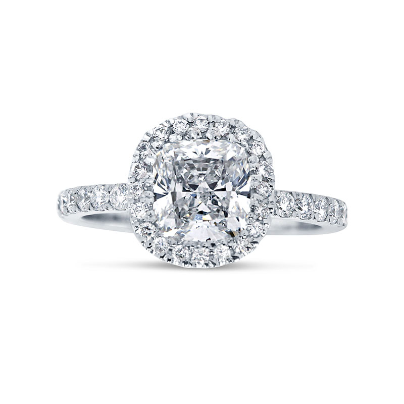 Cushion Shape Hidden Halo Lab Grown Diamond Engagement Ring