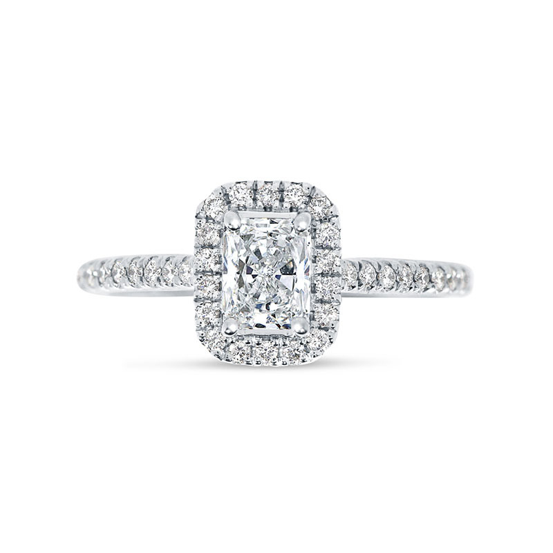 Radiant Cut Micro Set Halo Diamond Engagement Ring