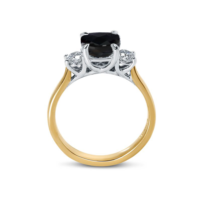 Trilogy Black Cushion Diamond Engagement Ring