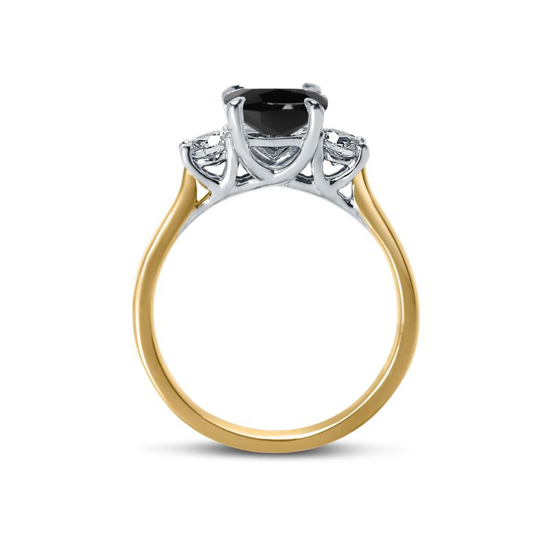 Trilogy Black Cushion Diamond Engagement Ring