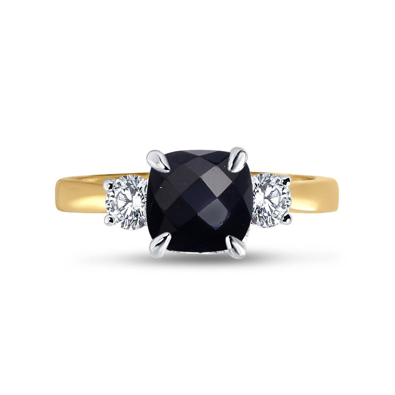 Trilogy Black Cushion Diamond Engagement Ring