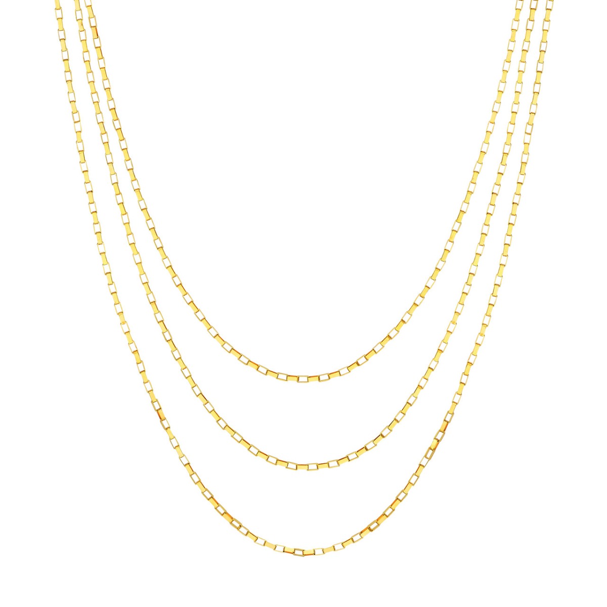 Triple Graduated Box Link Necklace