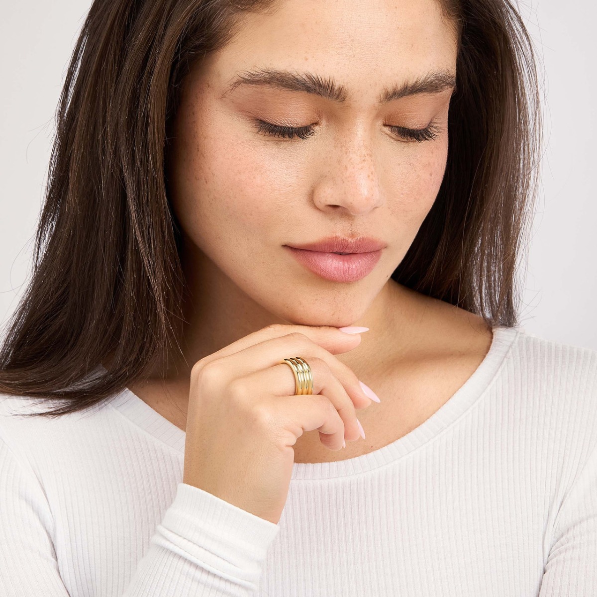 Triple Ridge Gold Band Ring