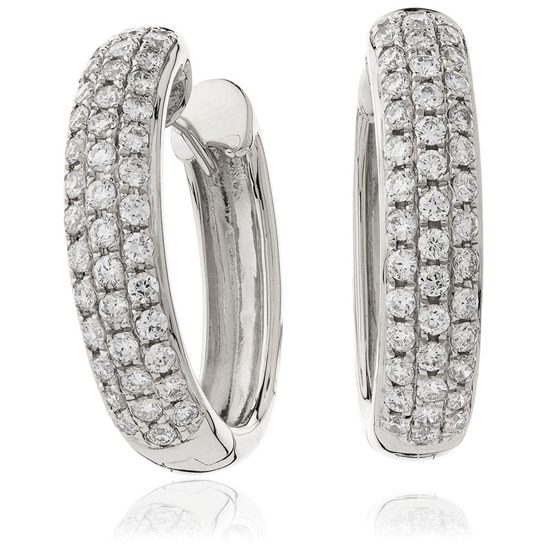 Triple Row Diamond Hoop Earring