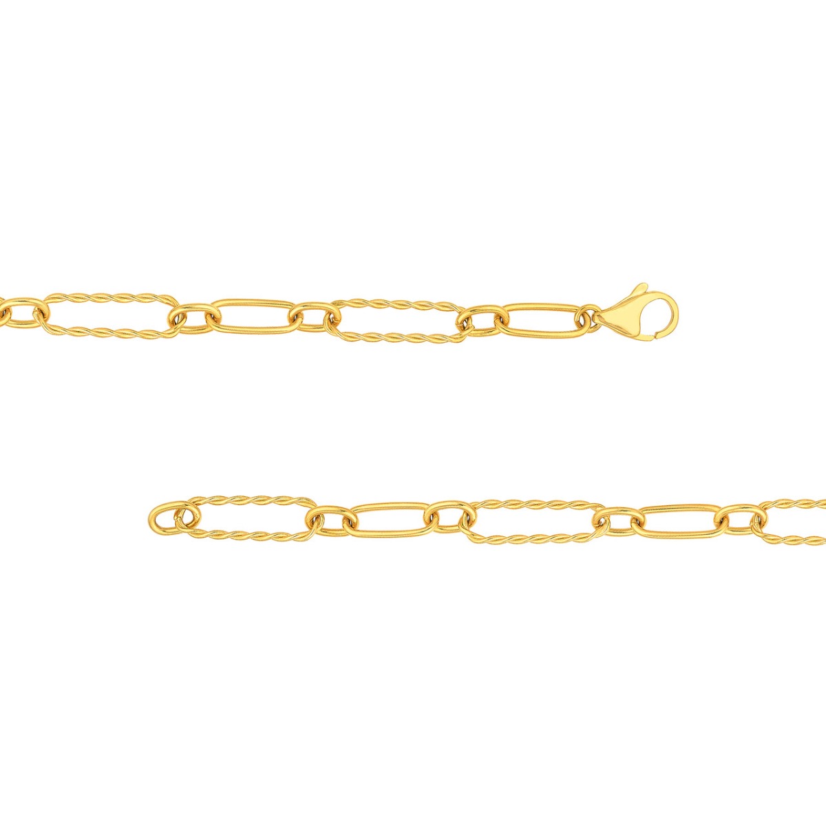 Twist and Polished Oval Link Necklace