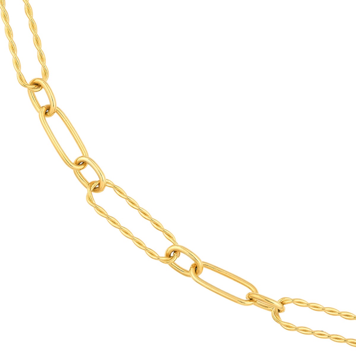 Twist and Polished Oval Link Necklace
