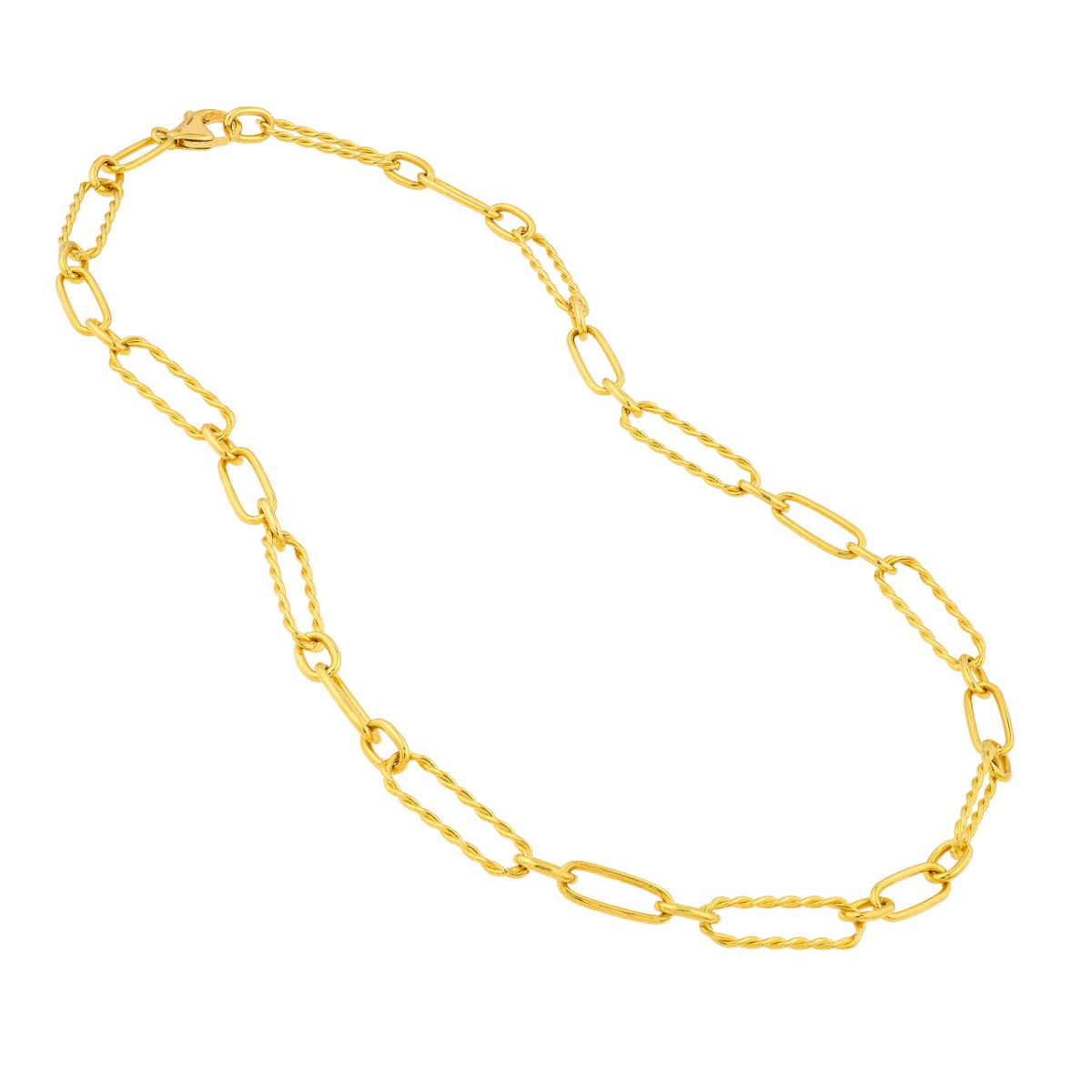 Twist and Polished Oval Link Necklace