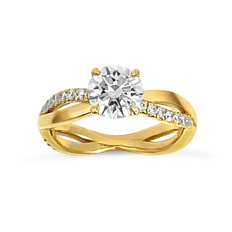 Twist Braided Round Shape Diamond Engagement Ring