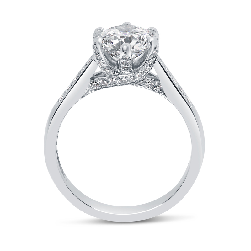 Twist Bridge Set Round Diamond Engagement Ring