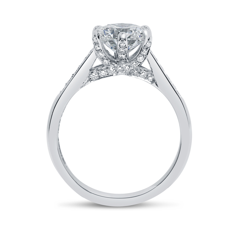 Twist Bridge Set Round Shape Diamond Engagement Ring