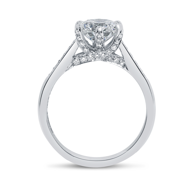 Twist Bridge Set Round Diamond Engagement Ring