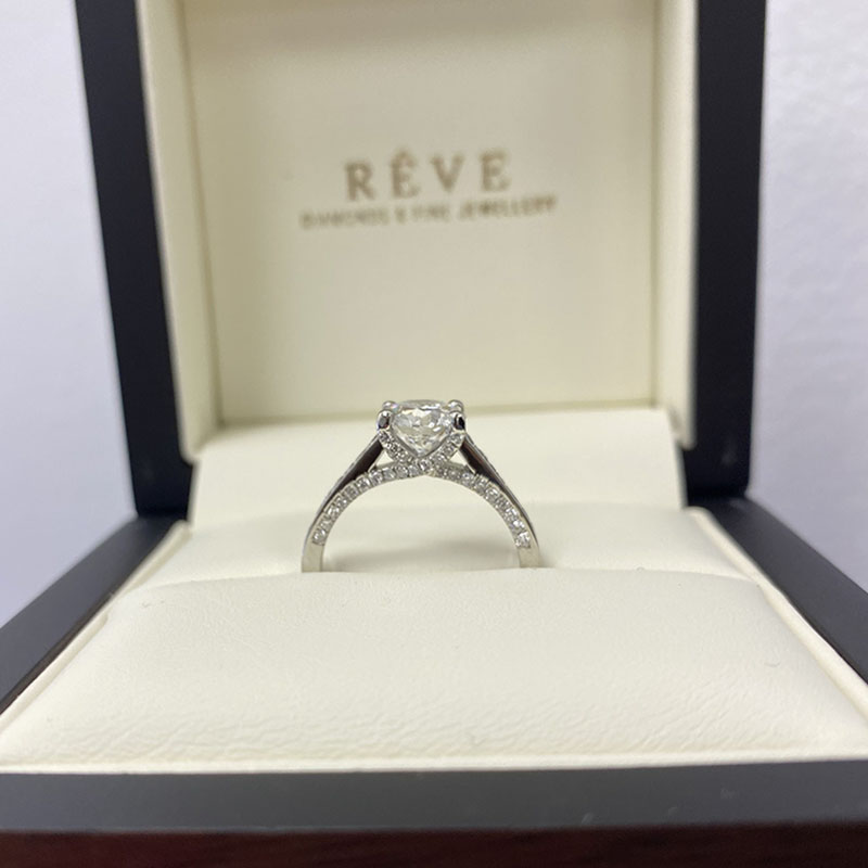 Twist Bridge Set Round Lab Grown Diamond Engagement Ring