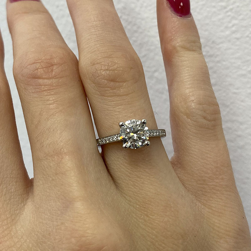 Twist Bridge Set Round Shape Diamond Engagement Ring