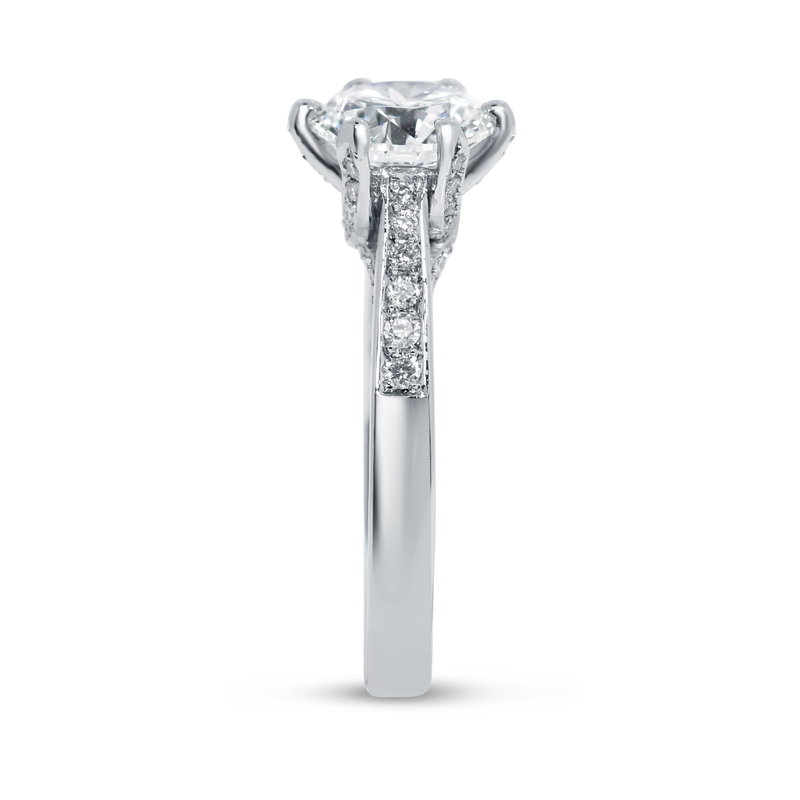 Twist Bridge Set Round Diamond Engagement Ring