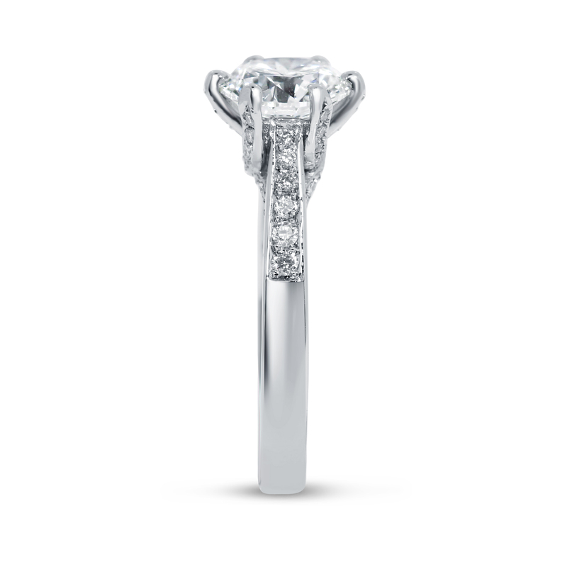 Twist Bridge Set Round Shape Diamond Engagement Ring