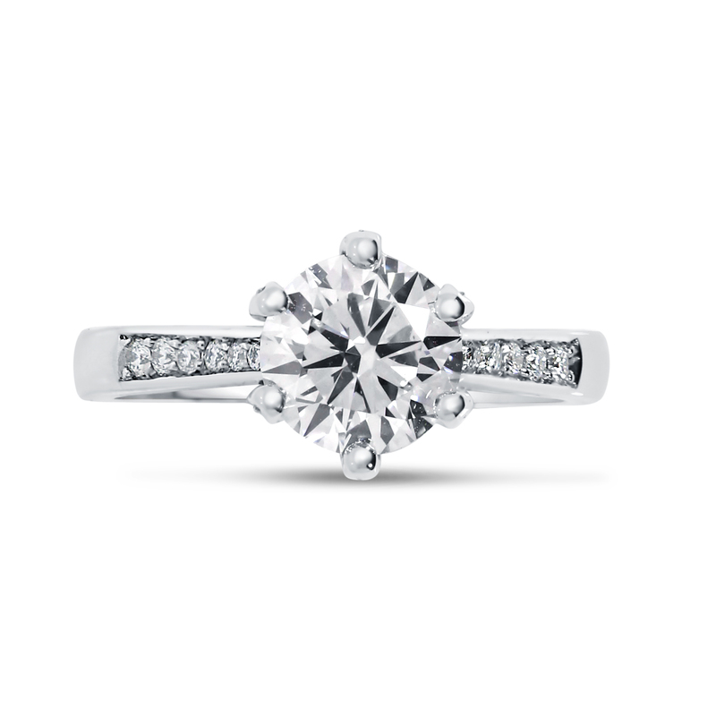 Twist Bridge Set Round Diamond Engagement Ring