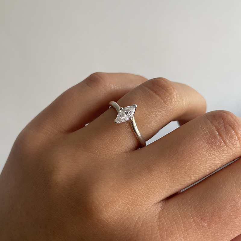 Twist Marquise Cut Lab Grown Diamond Engagement Ring