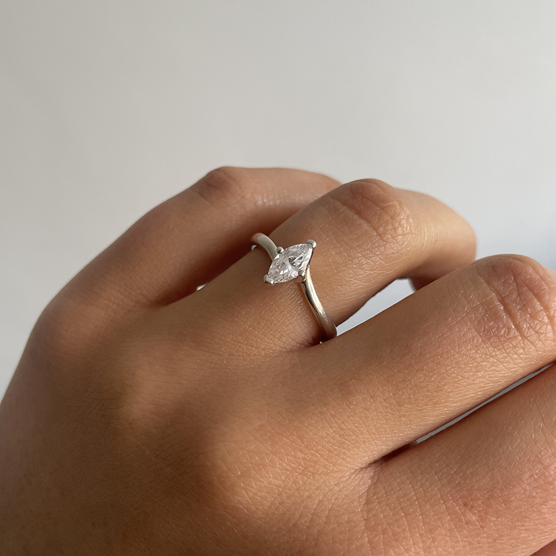 Twist Marquise Shape Lab Grown Diamond Engagement Ring