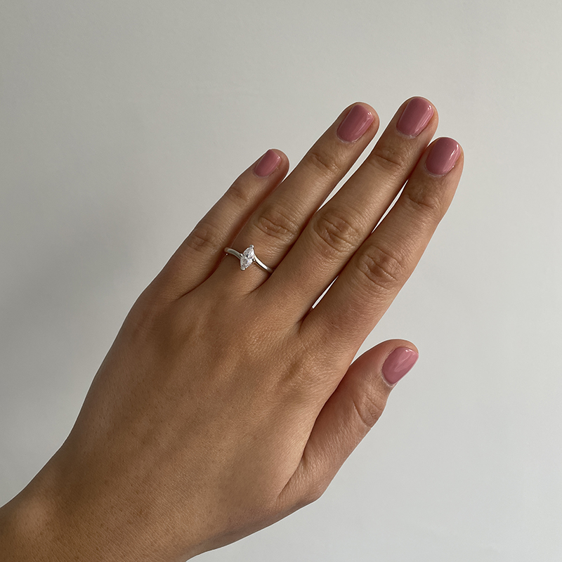 Twist Marquise Cut Lab Grown Diamond Engagement Ring