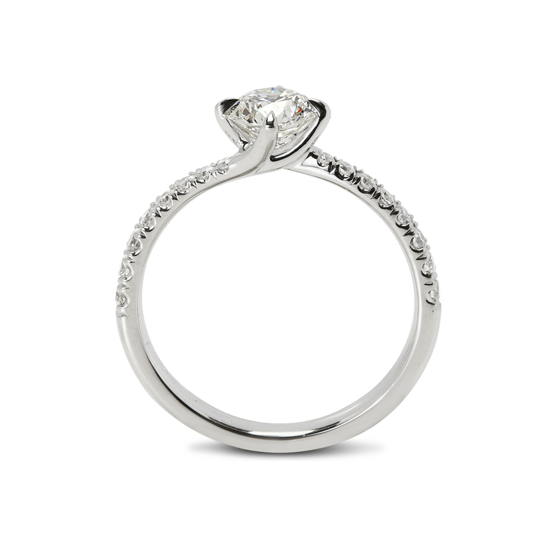 Twist Micro Setting Round Diamond Engagement Ring