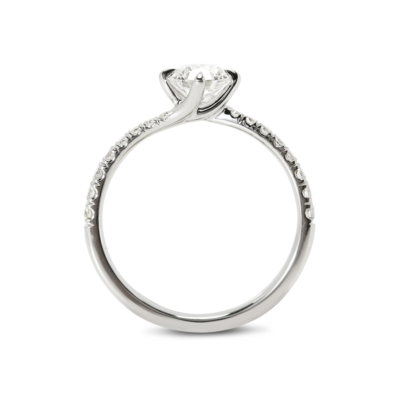 Twist Micro Setting Round Diamond Engagement Ring