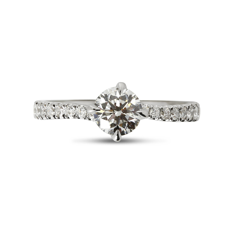 Twist Micro Setting Diamond Engagement Ring Top View