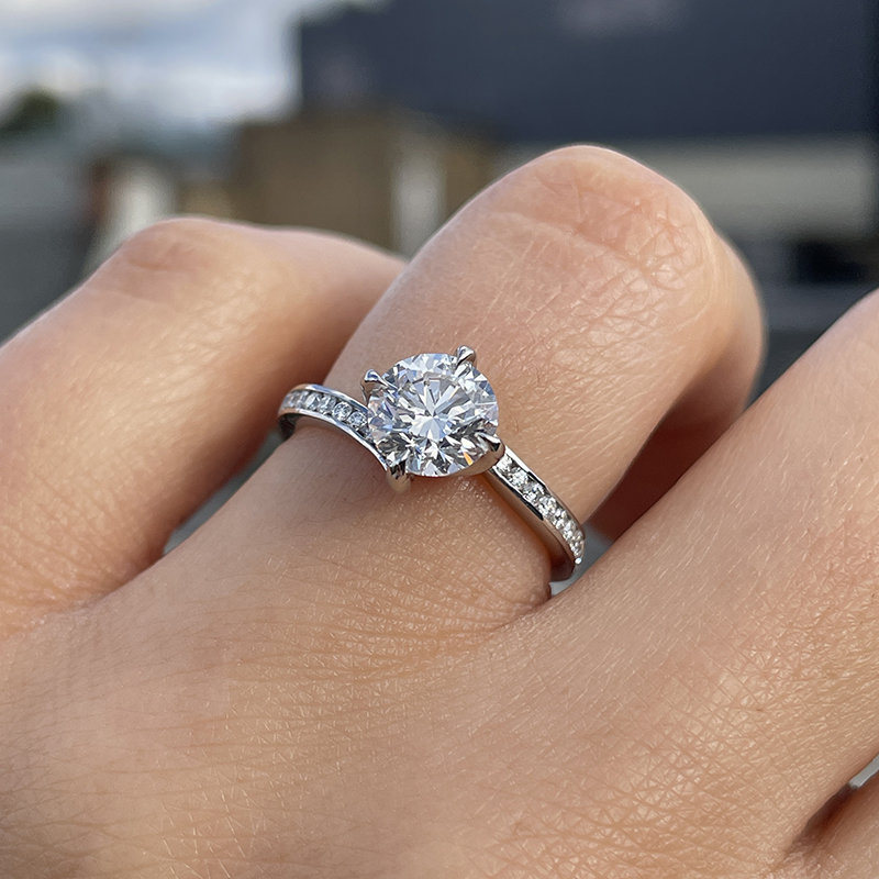 Twist Pave Round Diamond Engagement Ring Reve Diamonds