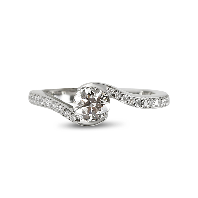 Twist Tension Round Diamond Engagement Ring