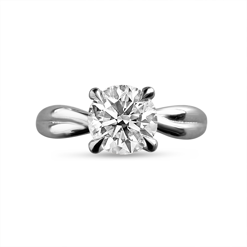 Twisted Band Plain Solitaire Lab Grown Diamond Engagement Ring