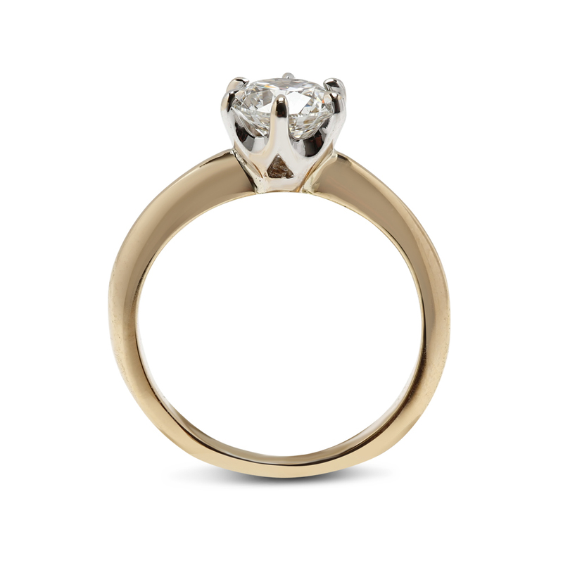 Six Claw Two Metals Lab Grown Diamond Engagement Ring