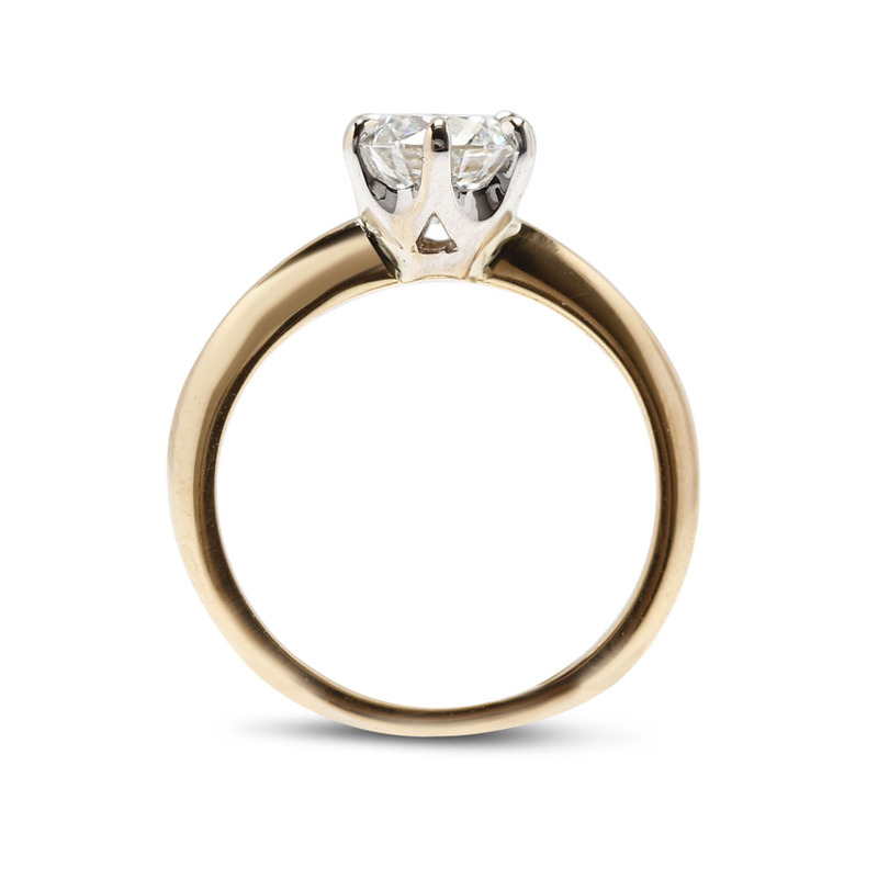 Six Claw Two Metals Lab Grown Diamond Engagement Ring