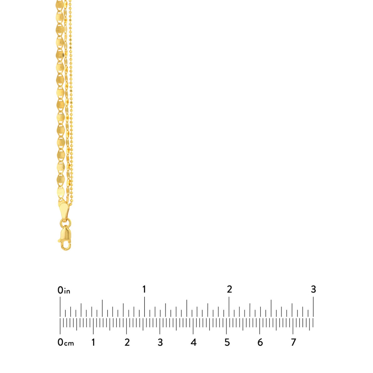 Valentino-Bead Triple Strand Gold Necklace