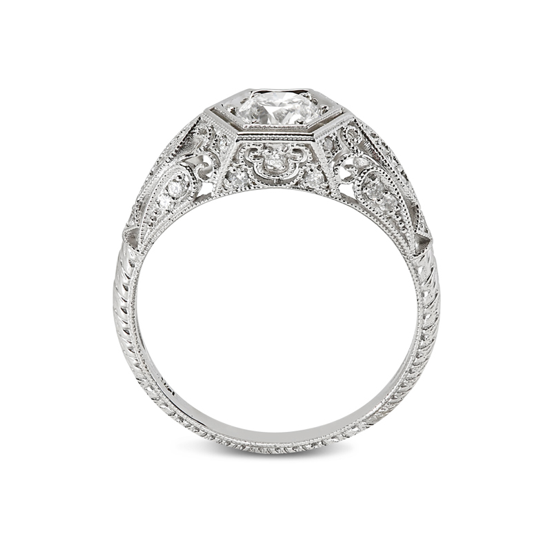 Victorian Style Round Cut Lab Grown Diamond Engagement Ring