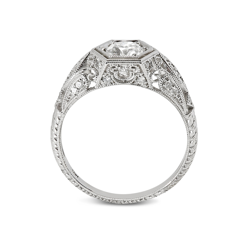 Victorian Style Round Shape Diamond Engagement Ring