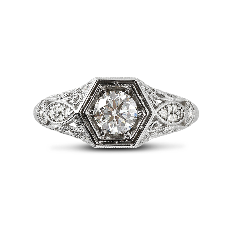 Victorian Style Round Lab Grown Diamond Engagement Ring